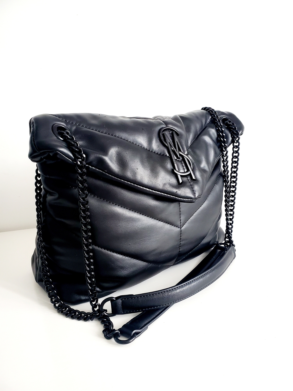Steve Madden Black Quilted Chain-Handle Shoulder Bag